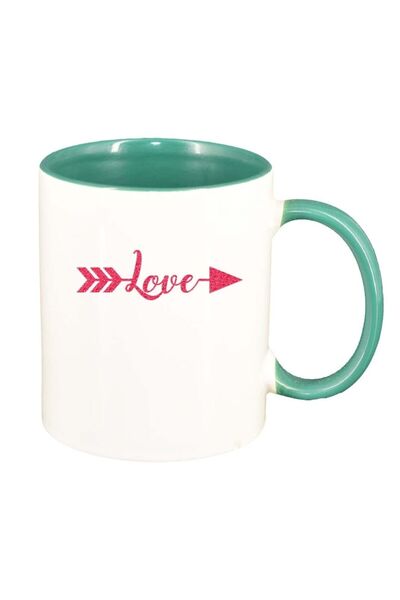 INOVATIX Cana alba personalizata, Love, interior verde, D337, INOVATIX®. 330ml