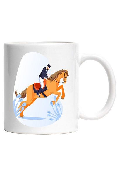 INOVATIX Personalized white mug, Horse, Rider, Sports Lovers, Competition, INOVATIX®. 330ml