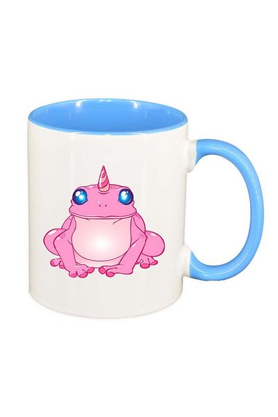 INOVATIX Personalized white mug, Magic Frog, blue interior, D963, INOVATIX®. 330ml