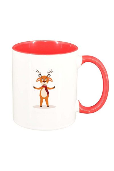 INOVATIX Personalized white mug, Merry Christmas, red interior, D1542, INOVATIX®. 330ml