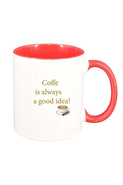 INOVATIX Cana alba personalizata, Coffee love, interior rosu-inchis, D1031, I...