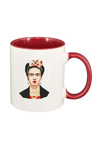 INOVATIX Personalized white mug, Frida, dark red interior, D1453, INOVATIX®. 330ml
