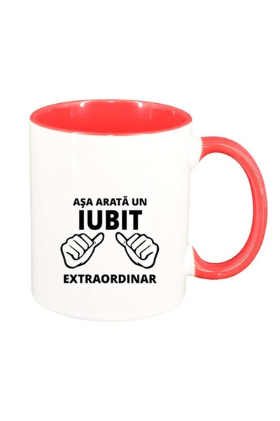 INOVATIX Персонализирана бяла чаша, Изключителна, червена вътрешност, D88, IN...