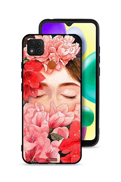 Tolwak غطاء حماية لهاتف شاومي ريدمي 9C، وجه فتاة مخفي في فن الزهور