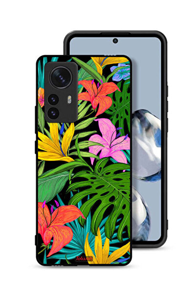 Tolwak غطاء حماية لهاتف Xiaomi 12S Pro بنقشة زهور استوائية وأوراق شجر