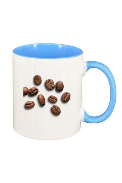 INOVATIX Cana alba personalizata, Caffee Beans, interior albastru, D270, INOVATIX®. 330ml