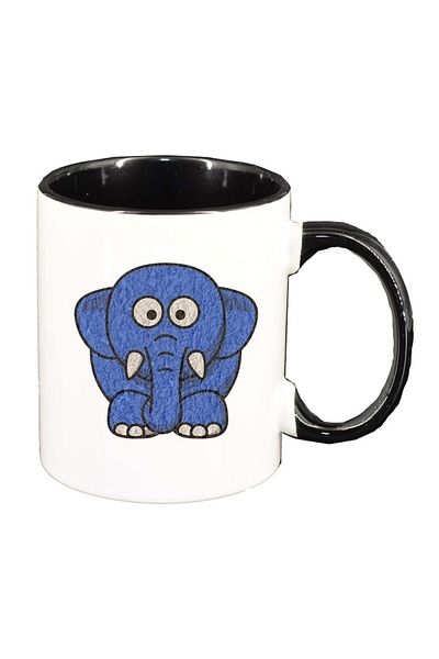 INOVATIX Cana alba personalizata, Drawn Elephant, interior negru, D988, INOVATIX®. 330ml