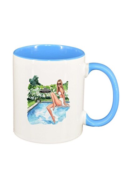 INOVATIX Cana alba personalizata, Woman summer, interior albastru, D1474, INO...