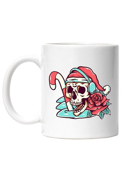 INOVATIX Personalized white mug, Skull, Christmas, Winter, Rose, Headphones, INOVATIX®. 330ml