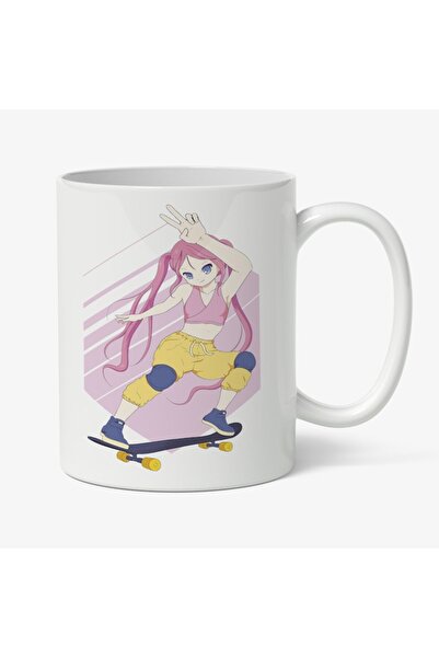 INOVATIX Cana alba personalizata, Anime Fata Skateboard, INOVATIX®. 330ml