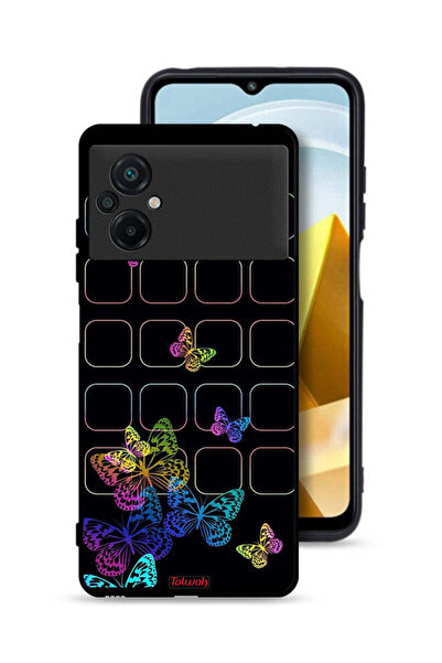Tolwak Xiaomi Poco M5 4G Protective Case Cover Colorful Butterflies