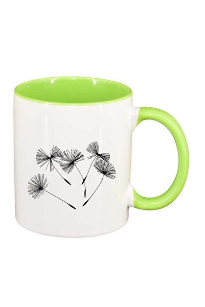 INOVATIX Персонализирана бяла чаша, Глухарче, светлозелена вътрешност, D955, ...