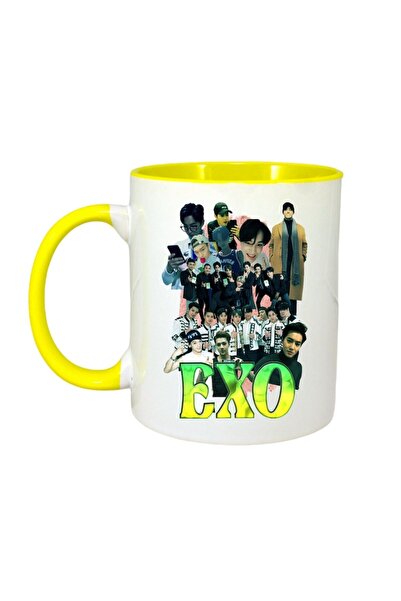 INOVATIX Cana Alba Personalizata, Formatia/trupa Exo 2, Maner Si Interior Galben, ®. 330ml