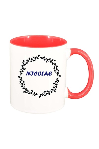 INOVATIX Cana alba personalizata, Nume, interior rosu, D1091, INOVATIX®. 330ml