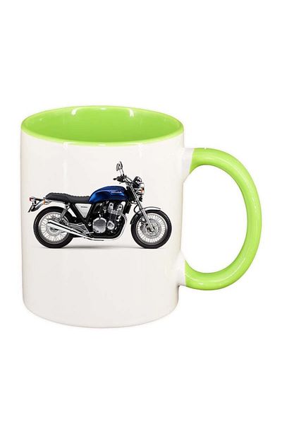 INOVATIX Personalized white mug, Motor, light green interior, D50, INOVATIX®. 330ml