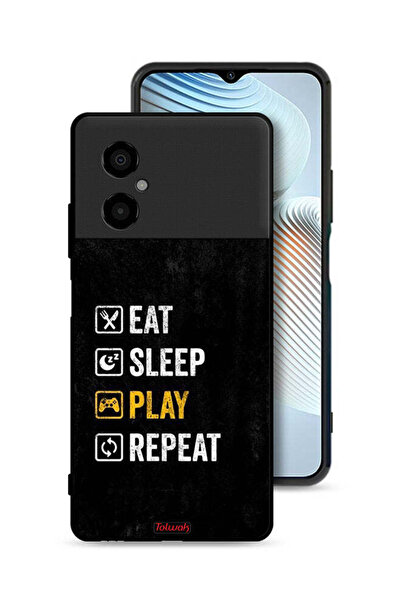 Tolwak غطاء حماية Xiaomi Poco M4 5G، تناول الطعام، النوم، اللعب، التكرار