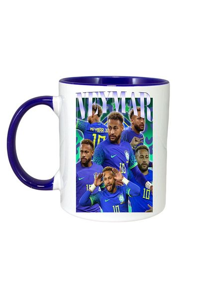 INOVATIX Cana Alba Personalizata, Neymar 10 Blue, Maner Si Interior Albastru, ®. 330ml