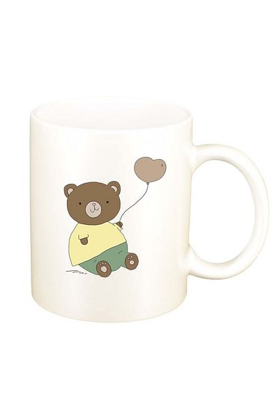 INOVATIX Cana alba personalizata, Drawn Bear with balloon, D1002, INOVATIX®. 330ml
