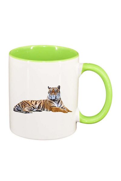 INOVATIX Personalized white mug, Tiger, light green interior, D194, INOVATIX®. 330ml