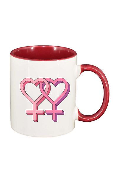 INOVATIX Personalized white mug, Gender Sign, red interior, D985, INOVATIX®. 330ml