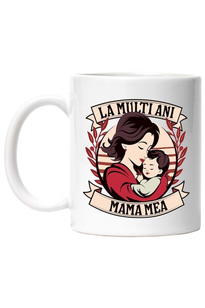 INOVATIX Cana alba personalizata, la multi ani mama mea femeie cu copil 8 mar...