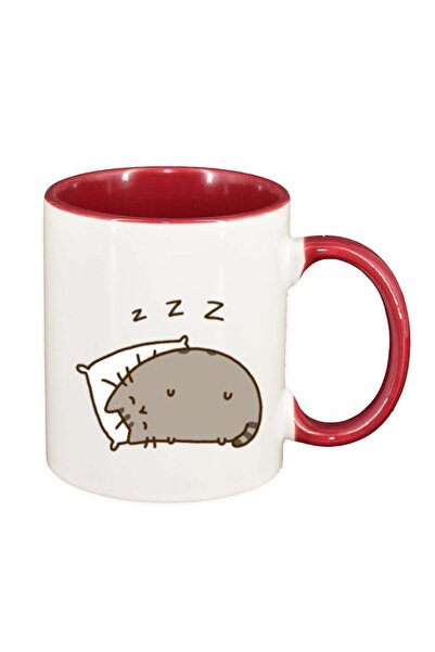 INOVATIX Cana alba personalizata, Emoji Cat, interior rosu, D1015, INOVATIX®....