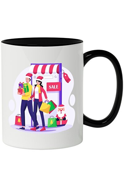 INOVATIX Cana alba personalizata, Mos Craciun, Pungi De Cumparaturi, Fular, c...