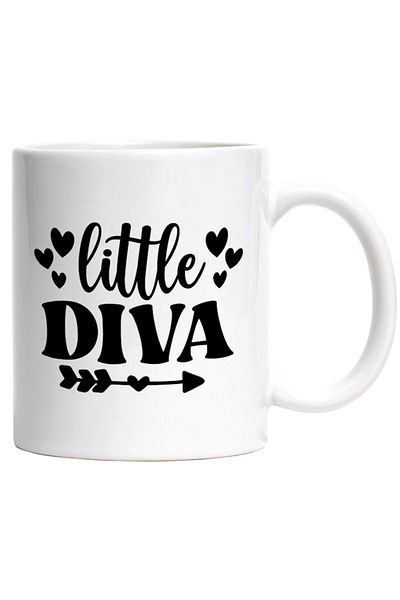 INOVATIX Personalized white mug, heart for a little diva - appreciated affection, INOVATIX®. 330ml