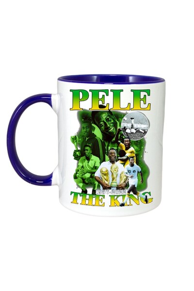 INOVATIX Εξατομικευμένη Λευκή Κούπα, Pelle The King, Μπλε Λαβή και Εσωτερικό,...