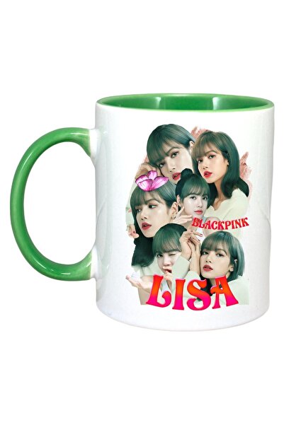 INOVATIX Cana Alba Personalizata, Formatia/trupa Lisa 4, Maner Si Interior Verde, ®. 330ml