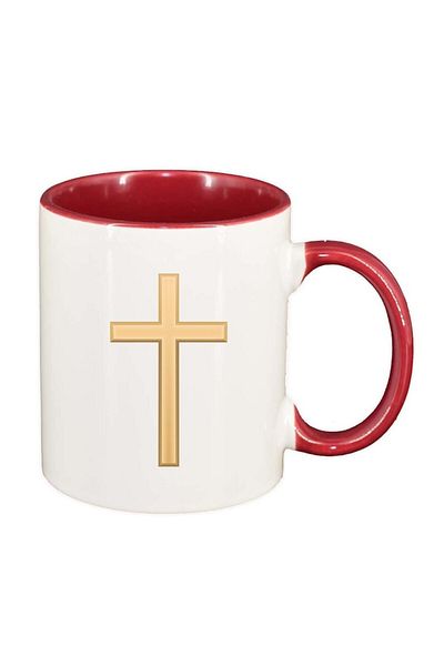 INOVATIX Personalized white mug, Christ, dark red interior, D1100, INOVATIX®. 330ml