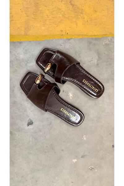 Eataly Shoes Аксесоари Детайлни Прозоречни Тъмнокафяви Дамски Чехли