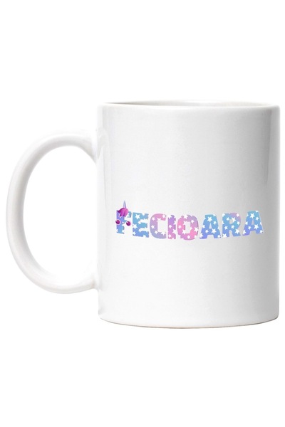 INOVATIX Cana alba personalizata, Numele Fecioara, Unicorn, Printesa, Fairyta...