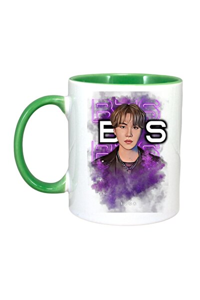 INOVATIX Cana Alba Personalizata, Formatia/trupa Bts Suga, Maner Si Interior Verde, ®. 330ml