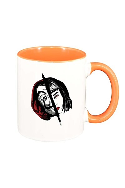 INOVATIX Εξατομικευμένη λευκή κούπα, La Casa De Papel, πορτοκαλί εσωτερικό, D...