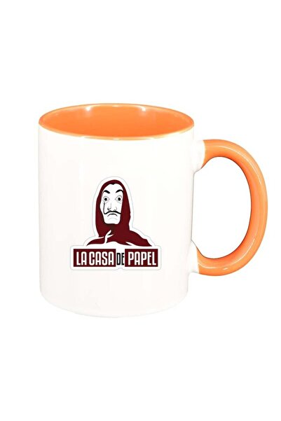INOVATIX Cana alba personalizata, La Casa De Papel, interior portocaliu, D130...