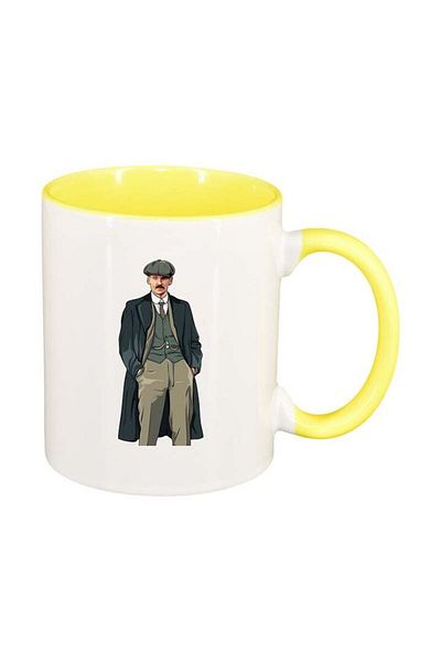 INOVATIX Cana alba personalizata, Peaky Blinders, interior galben, D1307, INOVATIX®. 330ml