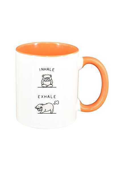 INOVATIX Cana alba personalizata, Inhale exhale, interior portocaliu, D1451, ...