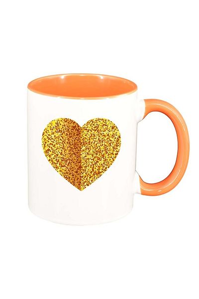 INOVATIX Personalized white mug, Love, orange interior, D384, INOVATIX®. 330ml