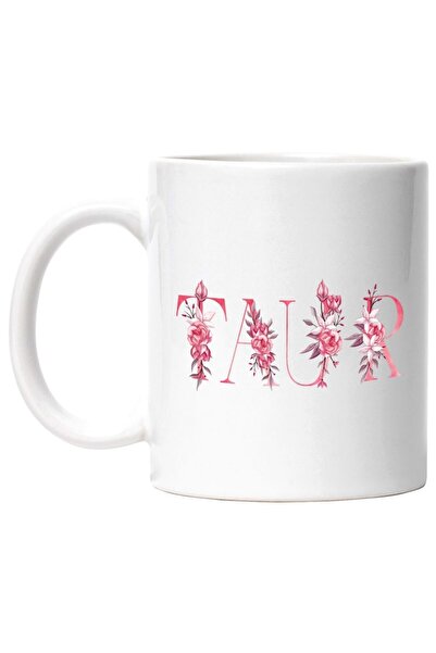 INOVATIX Cana alba personalizata, Numele Taur, Floral, Colorat, Creativ, Frum...