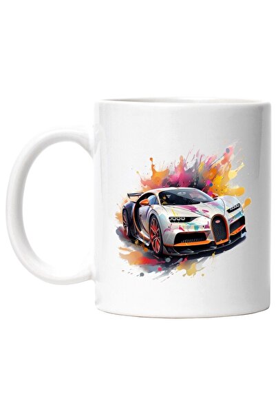 INOVATIX Cana alba personalizata, Masina Sport, Acuarela, Stropi Vopsea, Roti...