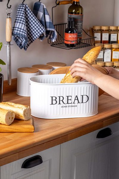 Turkco Set of 4 Metal Bread and Spice Bowl Set with Wooden Lid, 32X19X17Cm Bread Bowl, 13X11Cm Spice Bowl