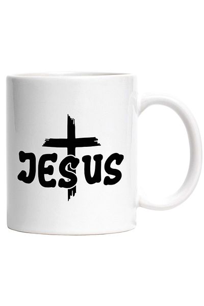 INOVATIX Personalized white mug, a cross and Jesus - Jesus repentance kindness, INOVATIX®. 330ml