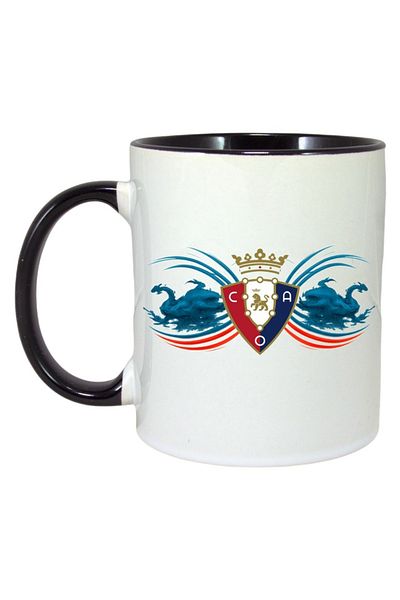 INOVATIX Personalized White Mug, Like Osasuna Spain, Black Handle and Interior, ®. 330ml