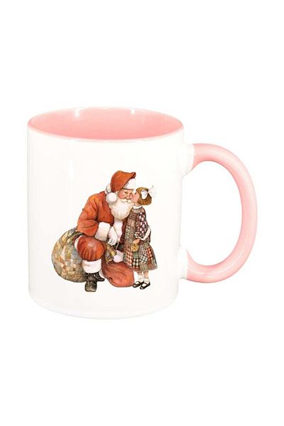 INOVATIX Personalized white mug, Santa Claus, pink interior, D167, INOVATIX®. 330ml