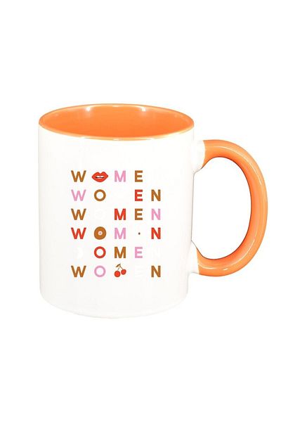 INOVATIX Personalized white mug, woman, orange interior, D1466, INOVATIX®. 330ml