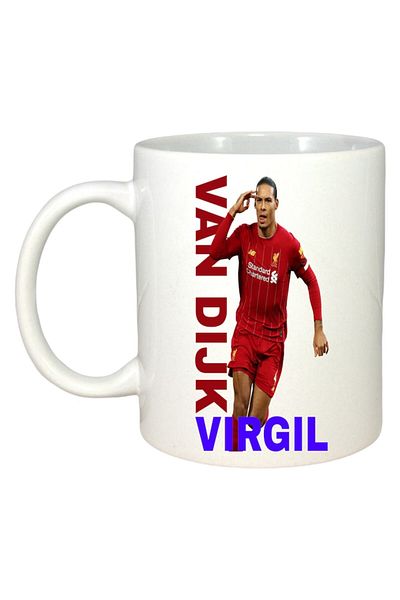 INOVATIX Personalised White Mug, Virgil Van Dijk Liverpool, White Handle and Interior, ®. 330ml