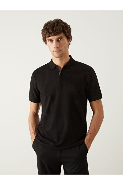 LC Waikiki Tricou pentru bărbați, uni, jacquard, cu gât polo SOUTHBLUE