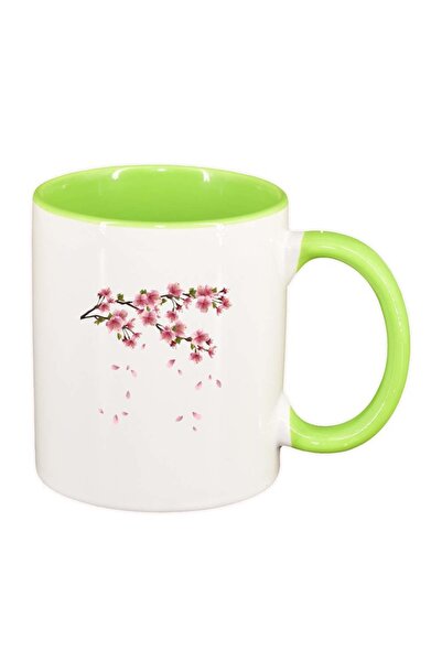 INOVATIX Персонализирана бяла чаша, Цвете, светлозелена вътрешност, D214, INO...