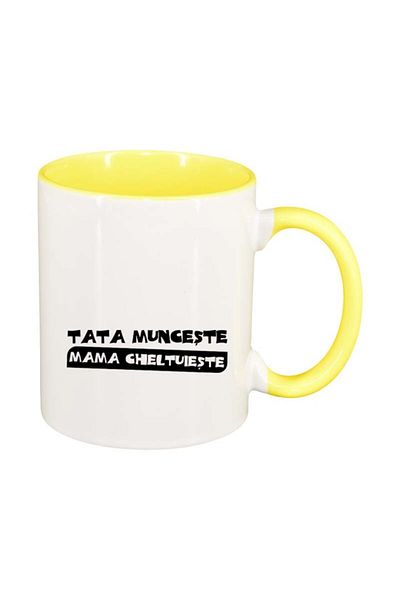 INOVATIX Personalized white mug, Tata, yellow interior, D89, INOVATIX®. 330ml
